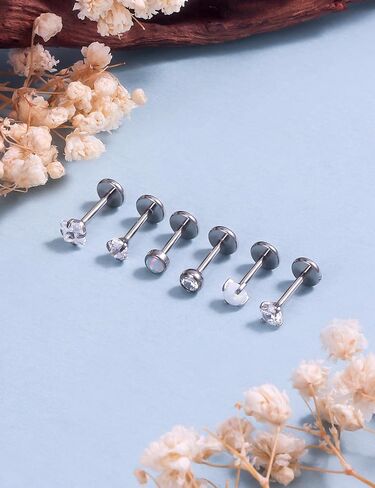 F136 Titanium Flat Back Screw on Nose Rings Earrings 20g 18g Stud for Men Women Cartilage Tragus Lip Labret Piercing Jewelry 6mm 8mm Hypoallergenic Internally Threaded in Saudi Arabia