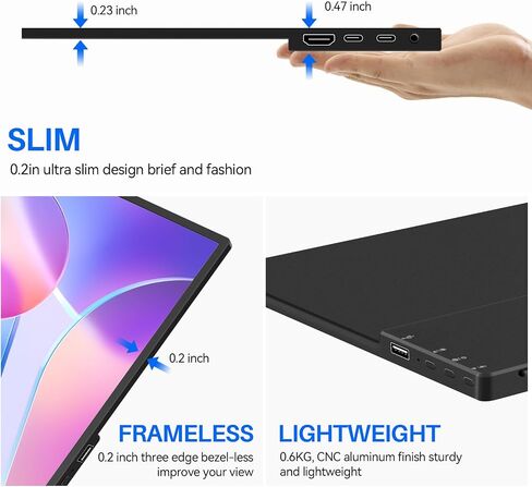 Touchscreen Portable Monitor 14 Inch IPS Slim Travel Screen FHD 1080P HDR FreeSync Bezel Less USB-C Computer Monitor with Cover Stand and Speakers for Laptop PC Mac Surface PS4/5 Xbox in Kuwait