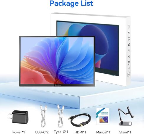 Touchscreen Portable Monitor 14 Inch IPS Slim Travel Screen FHD 1080P HDR FreeSync Bezel Less USB-C Computer Monitor with Cover Stand and Speakers for Laptop PC Mac Surface PS4/5 Xbox in Kuwait