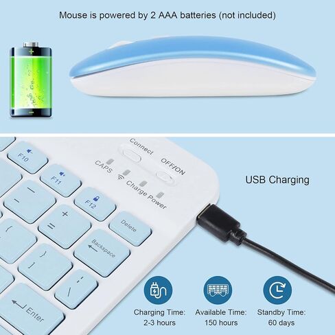 CHUYI Wireless Bluetooth Keyboard and Mouse Combo, Compact Ultra-Thin Sleek Design Cordless Rechargeable Keyboard and Mouse Set 78Keys for PC Computer Mac/Windows/iOS/Android (10 inch - Pink) in Kuwait