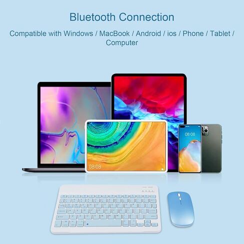 CHUYI Wireless Bluetooth Keyboard and Mouse Combo, Compact Ultra-Thin Sleek Design Cordless Rechargeable Keyboard and Mouse Set 78Keys for PC Computer Mac/Windows/iOS/Android (10 inch - Pink) in Kuwait