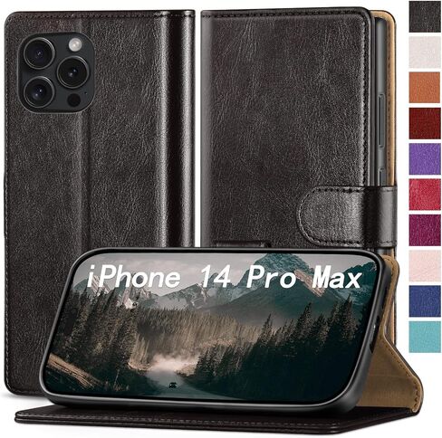 بالنسبة إلى iPhone 14 Pro Max 6.7 "حالة الهاتف [RFID LOCKING LEATHY] ، [3 فتحة بطاقة الائتمان] Flip Folio Book Protector ، حافظات حامل الحامل ، والنساء من أجل غطاء محفظة Apple 14 Promax ، بني فاتح in Kuwait