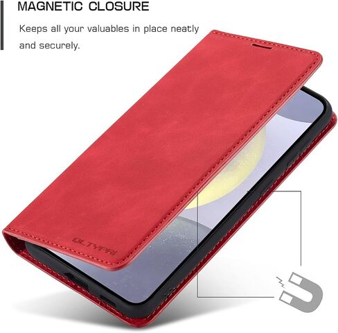 QLTYPRI Case for Samsung Galaxy A16 4G/5G, Premium PU Leather Cover TPU Bumper with Card Holder Kickstand Hidden Magnetic Adsorption Shockproof Flip Wallet Case for Samsung Galaxy A16 4G/5G - Black in Saudi Arabia
