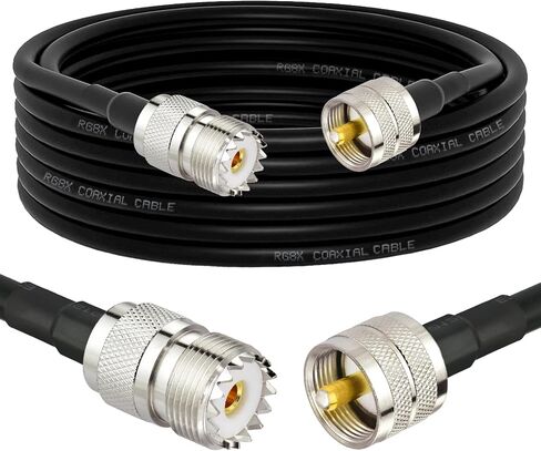 Superbat CB Coax Cable 3ft RG8X Coaxial Cable UHF SO239 Female to PL259 Male Jumper for Ham Radio Duplexer Tuner Dummy Load SWR Meter Switch Monitor etc. in Kuwait