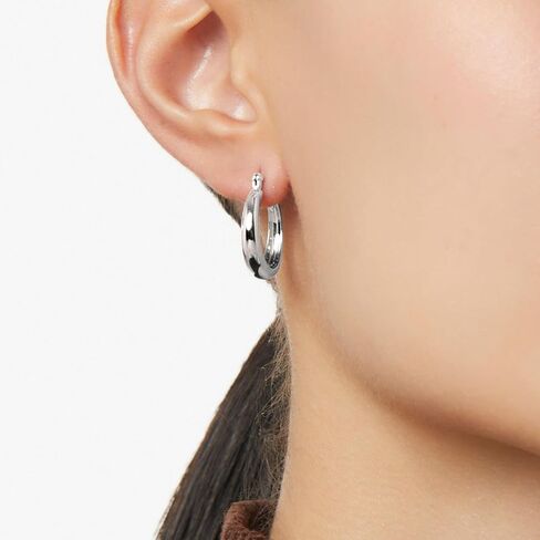 Ana Luisa Chunky Silver Hoop Earrings - Abby - Versatile Silver Rhodium Plated Hoops - Hypoallergenic, Water-Resistant, Tarnish-Free - Stylish Hoop Earrings - Valentine's Day Gifts for Her in Kuwait