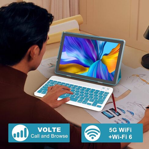 ATOZEE Tablet with Keyboard Android 13 Tablets 2 in 1 Tablet 12GB+128GB, 10 inch Tablets Set Include Case Mouse Stylus Pen, 10.1" Tableta HD Dual Camera 2.4G/5G Wi-Fi WIFI6 BT5.0 Game Tab PC in Kuwait