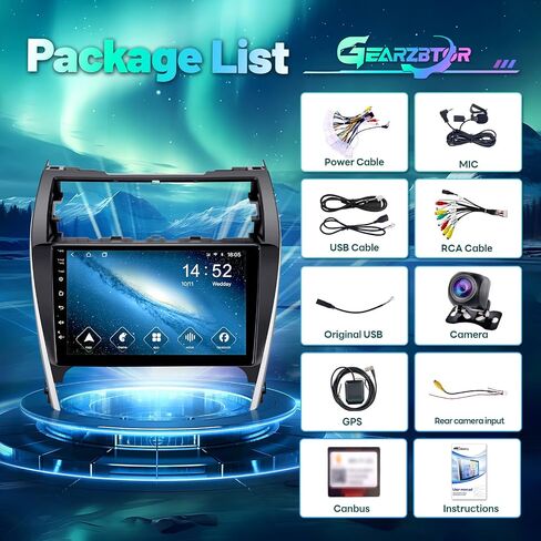 8 Core 2G+32G Car Radio Stereo for Toyota Camry 2015 2016 2017,10.1" HD Touch Screen Radio Carplay Andriod Auto Player Headunit Support for JBL GPS SWC DSP FM/RDS Mic Backup Camera in Saudi Arabia