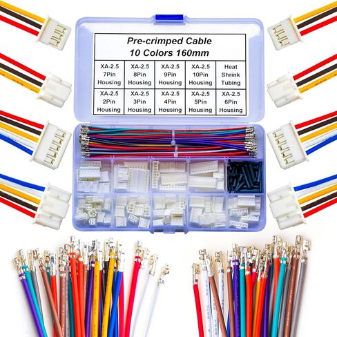 JST Connector Kit ، JST 2.0 JST-PA 2.0MM 2P 3P 4P 5P 6P 7P 8P 9P 10P CONNECTOR مع سلك 22AWG مسبقًا (KI-JST-A-PA) in Kuwait