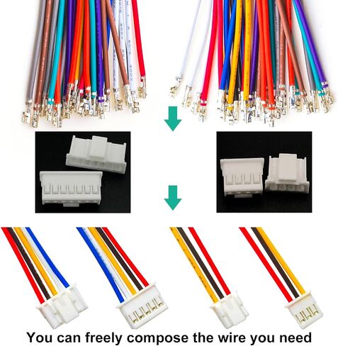 JST Connector Kit ، JST 2.0 JST-PA 2.0MM 2P 3P 4P 5P 6P 7P 8P 9P 10P CONNECTOR مع سلك 22AWG مسبقًا (KI-JST-A-PA) in Kuwait