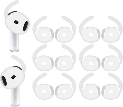 Compatible with AirPods 4 Ear Hooks Sport Ear Tips Replacement Anti-Slip Non-Slip Silicone Eartips and Covers Gel Wings Accessories Compatible with AirPods 4th White Black in Kuwait