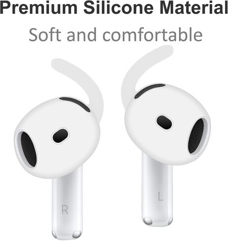 Compatible with AirPods 4 Ear Hooks Sport Ear Tips Replacement Anti-Slip Non-Slip Silicone Eartips and Covers Gel Wings Accessories Compatible with AirPods 4th White Black in Kuwait