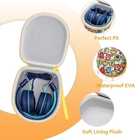Xanad Blue Case for Kids Headphone - Elecder i37 / noot K11 / iClever HS14 سلكية سلكية قابلة للطي (لا يتم تضمين سماعة الرأس) in Kuwait