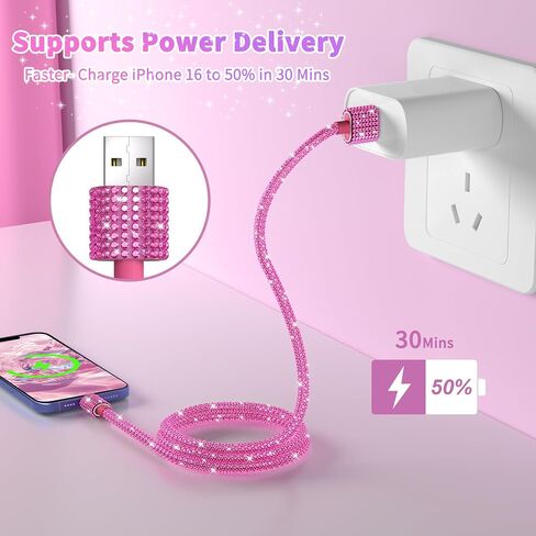 كابل USB C متعدد الألوان 3FT Diamond Type C كابل شحن سريع لهاتف iPhone 17 in Kuwait