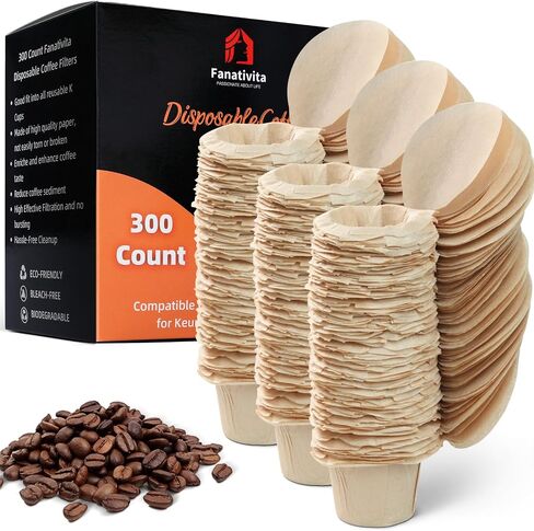 100 Count Fanativita K Cup Filters Disposable with Genius Lid Design, Fit All Reusable K Cups for Keurig (Unbleached) in Kuwait