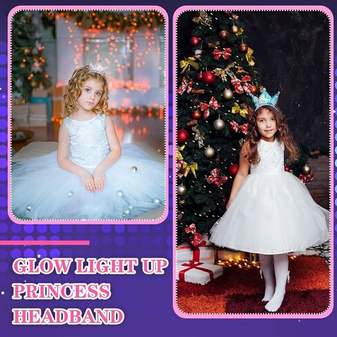 Juexica 12 Packs LED Princess Crown Headbands Glow Princess Headbands Sequin Glitter Light up Crown Headbands for Girls Women Tiara Crown Princess Birthday Party Favors Bling Hair Accessories in Saudi Arabia