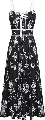 GRACE KARIN Women's 2025 Summer Casual Floral Boho Dress Spaghetti Strap Flowy Beach Maxi Dresses in Kuwait