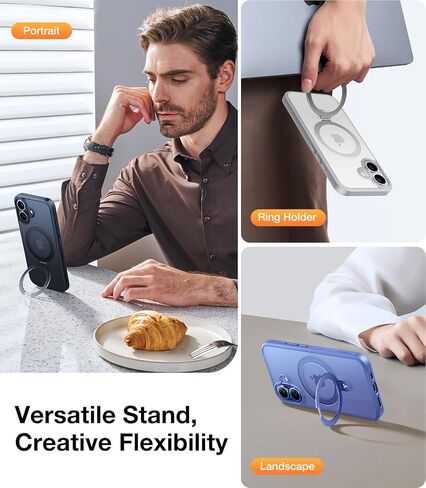 TORRAS Shock-Absorbent Fit for iPhone 15 Pro Max Case with Air-Filled Bumper, Mil-Grade Drop Protection, Compatible with MagSafe, Built-in Stand & Ring Holder, Ostand Titanium Gray in Kuwait