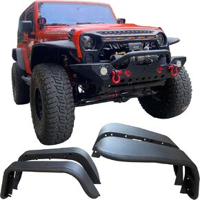 OMP Offroad Premium Aluminum Fender Flares 12 inch Compatible for Jeep Wrangler JK JKU - Ultimate Protection and Off-Road Upgrade Special for X Large tire Wrangler. (with Inner Fenders)