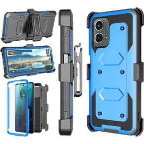 Njjex for Moto G 5G 2024 Case, for Motorola Moto G 5G 2024 Phone Holster Case, [Nbeck] Shockproof Heavy Duty Built-in Screen Protector Rugged Swivel Belt Clip Holster Kickstand Hard Cover [Black] in Kuwait