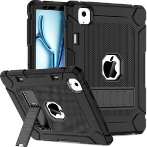 LTROP Case for iPad Air 11 inch M2 2024 Air 6th /10.9 Air 5th 2022/Air 4th 2020, Protective Cover with Kickstand Case for iPad Air 6 5 4 Generation, Black/Turquoise