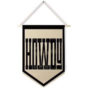 Qpenm Howdy Baby Blue Preppy Wall Hanging Canvas Banner, Western Nursery Decor, Trendy Aesthetic Blue Howdy Hanging Pennant Flag Posters Prints for Cowboy Cowgirl Room Decor
