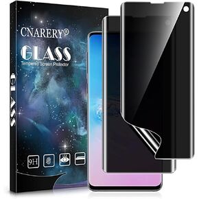 2 Pack Privacy Screen Protector for Samsung Galaxy S10 Plus [Not Glass], Anti-spy Flexible TPU Screen Protector, Support Fingerprint 3D Curved Full Coverage