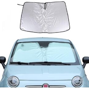 Car Front Windshield Sunshade Compatible with Fiat 500 2010-2024 Front Window Sun Shade, Foldable Reflective Sun Visor,Blocks UV Rays Sun Visor Protector Heat Shield