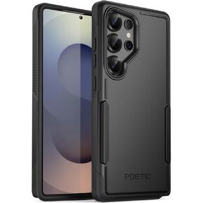 Poetic Neon MagPro Case for Samsung Galaxy S25 Ultra 5G, [Magnetic Ring Stand] Dual Layer Rugged Slim Shockproof Protective Cover, Black/Orange