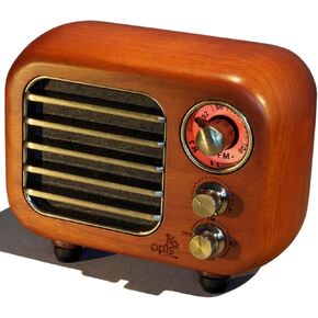 Opis Radio 2 – Small Wooden Retro Bluetooth Speaker and FM Radio (Cherry Wood)