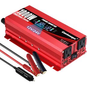 1000W/2000W (ذروة) عاكس قوة السيارة DC 12V/24V إلى 110 فولت AC مع عرض LCD منافذ AC Dual in Kuwait
