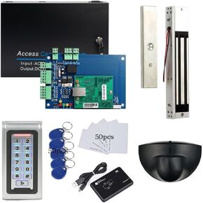 MENGQI-CONTROL 2 Doors PIR Exit Motion Sensor Access Control Metal Waterproof Keypad Reader Big Space Power Supply Box(can Put in Backup Battery) 600LBS Magnetic Lock Digital Lock System