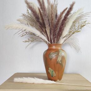 Aesthetic Vintage Farmhouse Ceramic Vase - Unique Boho Flower vase, Terracotta Pottery Art Craft Vase for Esthetician Decor, Wide Mouth Ideal for Flowers, Pampas, Centerpieces, and Home Decor Accents