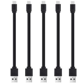 6 inch Short USB C Cable Flat, 10-Pack USB A to Type C Fast Charging Cord Bulk