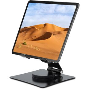 360° Swivel Tablet Stand Adjustable iPad Fire Holder for Desk, Aluminium Desktop Stand Dock Compatible for iPad, Tablets, Kindle