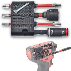 DIY Rabbit M12 Bit Holder for Milwaukee M12 Gen 3 Fuel Impact Drivers with 7 Magnetic 1/4 Hex Bit Set Organizer. Custom Made for Milwaukee Fuel 3453-20, Milwaukee Packout Tool Holder Accessories