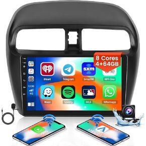 2+64G Android 13 Car Stereo Radio for Mitsubishi Mirage 2012-2022, 9'' HD Touch Screen Compatible with CarPlay Android Auto, AHD Backup Camera, Mirror Link, GPS, WiFi, DSP