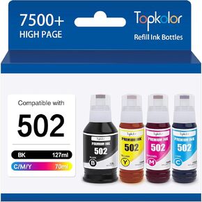 502 Ink Refill Bottles,Compatible Refill Ink Replacement for Epson 502 Ink Refill Bottle for Ecotank ET-2760 ET-2750 ET-3760 ET-4760 ET-3750 ET-4750 ET-3710 ET-15000 ET-3700 2700 Printer,4 Pack