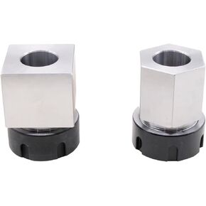 Finish Machining, High Precision 0.0005", ER-40 Collet Chucks Block Set of 2 Square and Hex Workholding Holder for CNC Lathe Engraving Machine