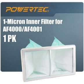 POWERTEC 75006 1 Micron Inner Filter for POWERTEC AF4000, AF4001/ WEN 3410/ Shop Fox W1830 Air Filtration System, 1pk, Air Filtration Systems Woodworking for Shop Dust Collectors, Workshop and Garage