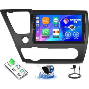 SIXTOP [2+64G] Android Car Stereo for Honda Civic 2006-2011 with Carplay Android Auto Mirror Link Change Theme 9 inch Touchscreen FM RDS HiFi Bluetooth WiFi GPS+Camera & MIC