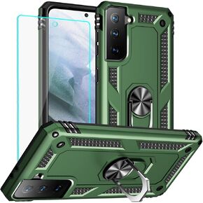 for S21 Plus Case: Samsung Galaxy S21 Plus Case with HD Screen Protector - Military Grade Protective Cases with Ring for Samsung S21 Plus(Red)
