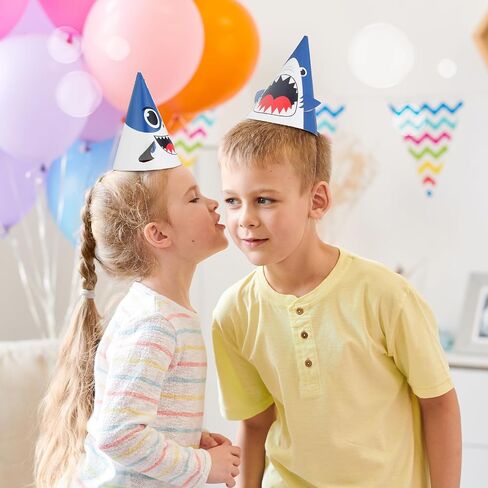 Chinco 24 Pieces Shark Party Hats Shark Birthday Hat for Baby and Adult Celebration Kit Shark Birthday Party, Birthday Party Supplies and Decorations,12.7 x 7.9 Inches, 3 Styles in Saudi Arabia