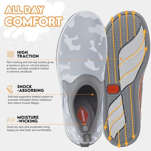 Deck Shoes for Men Waterproof Garden Shoes Slip-on Rain Shoes Breathable Ruber Fishing Shoes for Outdoor Mud Walking in Kuwait