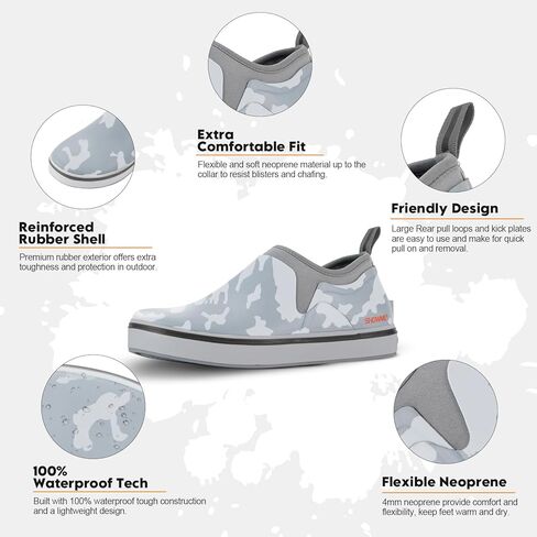 Deck Shoes for Men Waterproof Garden Shoes Slip-on Rain Shoes Breathable Ruber Fishing Shoes for Outdoor Mud Walking in Kuwait