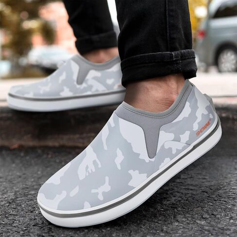 Deck Shoes for Men Waterproof Garden Shoes Slip-on Rain Shoes Breathable Ruber Fishing Shoes for Outdoor Mud Walking in Kuwait