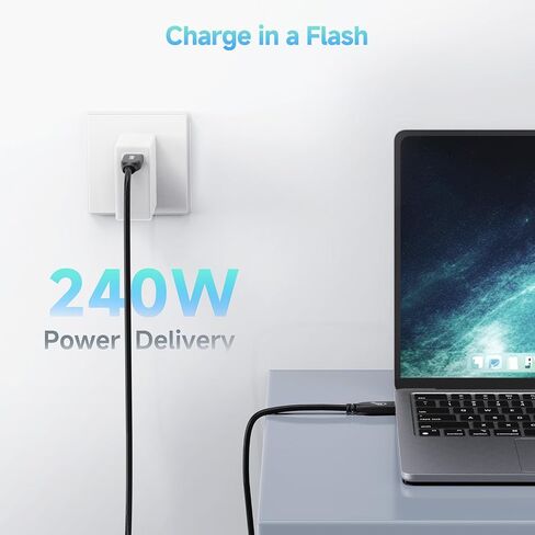 كابل يهم 80 جيجابت في الثانية USB 4 كابل 2 قدم ، يدعم ما يصل إلى [8K@120Hz / 4K@480Hz الفيديو ، شحن 240W ، نقل بيانات 80 جيجابت في الثانية] كابل USB4 ، أسود ، متوافق مع Thunderbolt 4 ، MacBook ، XPS ، Surface Pro in Kuwait