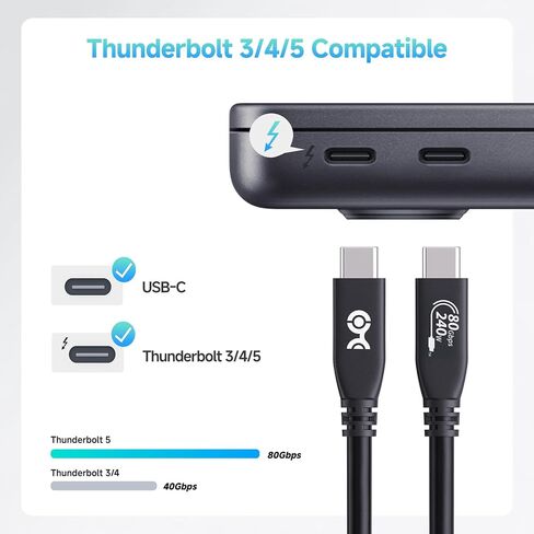 كابل يهم 80 جيجابت في الثانية USB 4 كابل 2 قدم ، يدعم ما يصل إلى [8K@120Hz / 4K@480Hz الفيديو ، شحن 240W ، نقل بيانات 80 جيجابت في الثانية] كابل USB4 ، أسود ، متوافق مع Thunderbolt 4 ، MacBook ، XPS ، Surface Pro in Kuwait