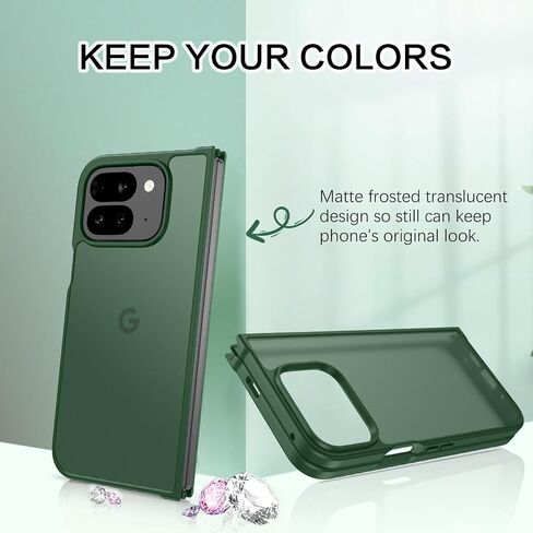 BENTOBEN for Google Pixel 9 Pro Fold Case, Translucent Matte Reveal Logo Slim Thin Shockproof Anti-Yellow Lightweight Women Men Boys Girls Protective Phone Cover Cases for Pixel 9 Pro Fold 8.0", Black in Kuwait