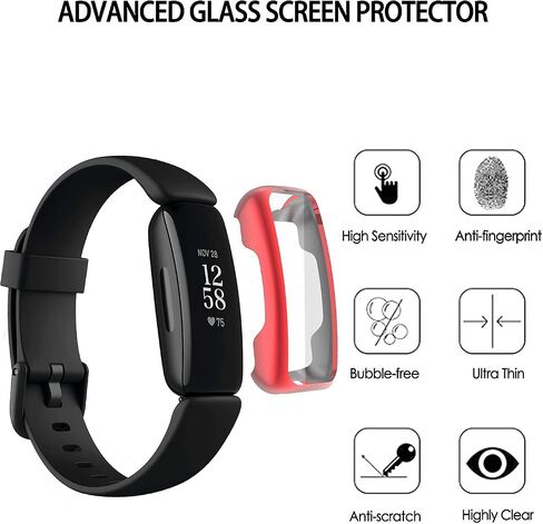 متوافق مع Fitbit Inspire 2 حالة واقية مقاومة للماء Soft TPU غلاف الشاشة المطلي بالشاشة المقاومة للخدش في جميع أنحاء شاشة غلاف الشاشة من أجل Fitbit Inspire 2 Smartwatch (5Pack1 ، Inspire 2) in Kuwait