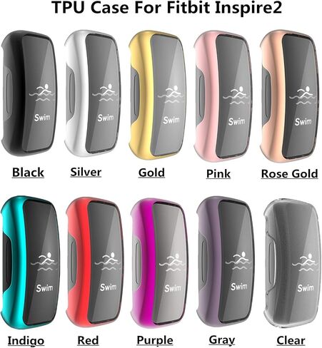 متوافق مع Fitbit Inspire 2 حالة واقية مقاومة للماء Soft TPU غلاف الشاشة المطلي بالشاشة المقاومة للخدش في جميع أنحاء شاشة غلاف الشاشة من أجل Fitbit Inspire 2 Smartwatch (5Pack1 ، Inspire 2) in Kuwait